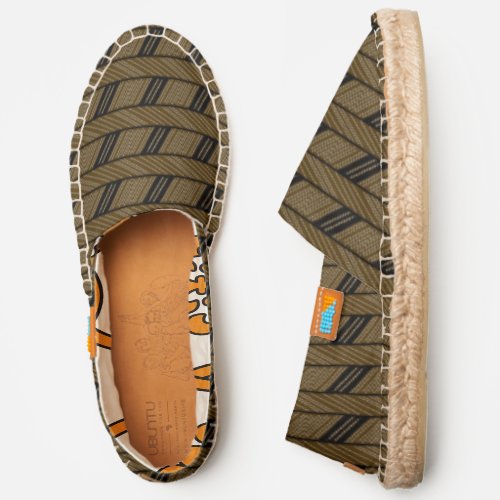 Brown Black Stripes Simple Abstract Tribal Pattern Espadrilles