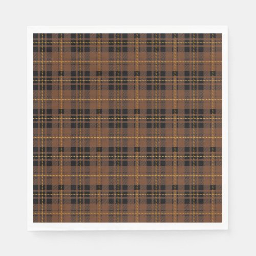 Brown black tartan plaid lumberjack pattern napkins