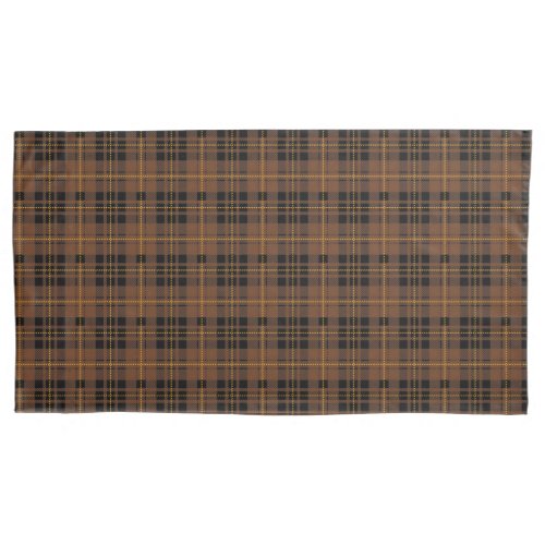 Brown black tartan plaid lumberjack pattern pillow case
