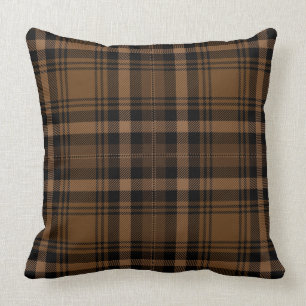 Brown Black Tartan Plaid Rustic Pattern Throw Pillow