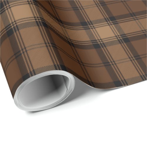Brown Black Tartan Plaid Scottish Kilt Pattern Wrapping Paper
