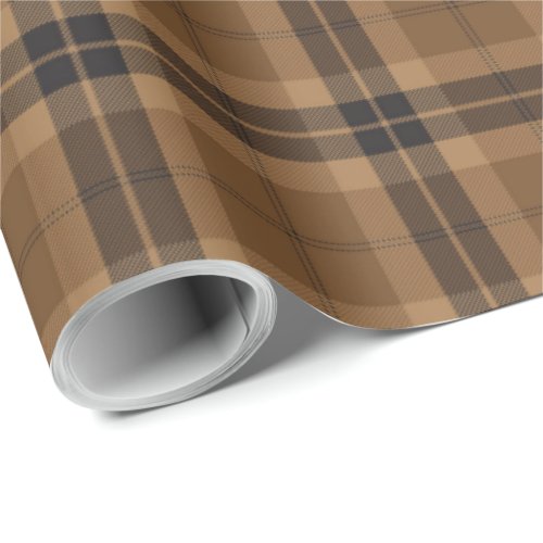 Brown Black tartan Plaid Scottish Pattern Wrapping Paper