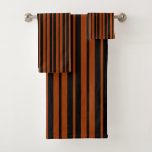 Brown Black Vertical Stripes Pattern Design Bath Towel Set