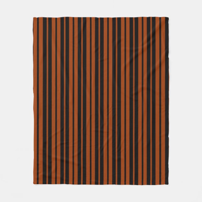 Brown Black Vertical Stripes Pattern Design Fleece Blanket (Front)