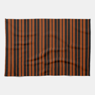 Brown Black Vertical Stripes Pattern Design Kitchen Towel