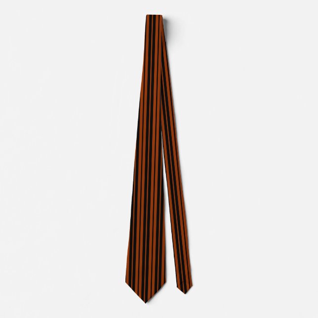 Brown Black Vertical Stripes Pattern Design Neck Tie (Front)