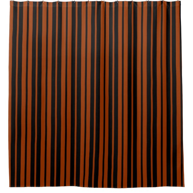 Brown Black Vertical Stripes Pattern Design Shower Curtain (Front)