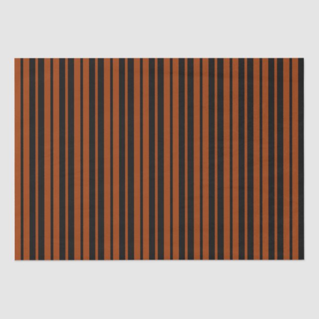 Brown Black Vertical Stripes Pattern Design Tissue Paper (Front)
