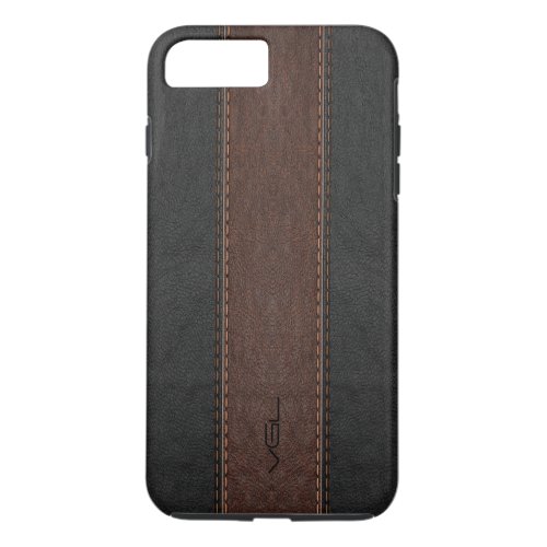 Brown  Black Vintage Leather Stripes iPhone 8 Plus7 Plus Case