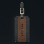 Brown & Black Vintage Leather Texture Luggage Tag<br><div class="desc">Elegant black and brown stitched leather texture print customizable text template.</div>