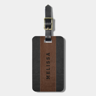 Brown & Black Vintage Leather Texture Luggage Tag