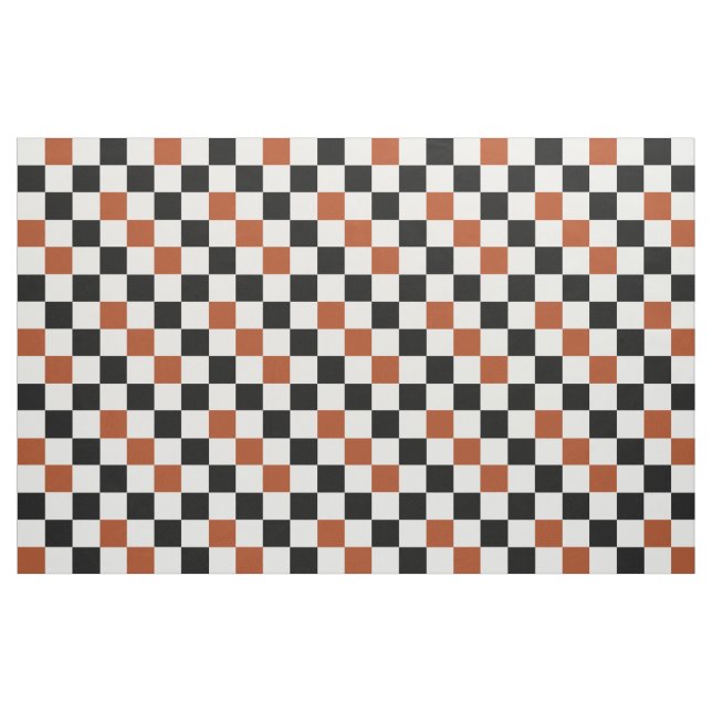 Brown Black White Checkered Pattern Design  Fabric (Fat Quarter)