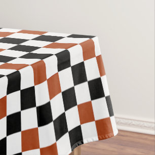 Brown Black White Checkered Pattern Design  Tablecloth