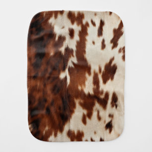 Brown Black White Cowhide Baby Burp Cloth
