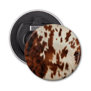 Brown Black White Cowhide Bottle Opener