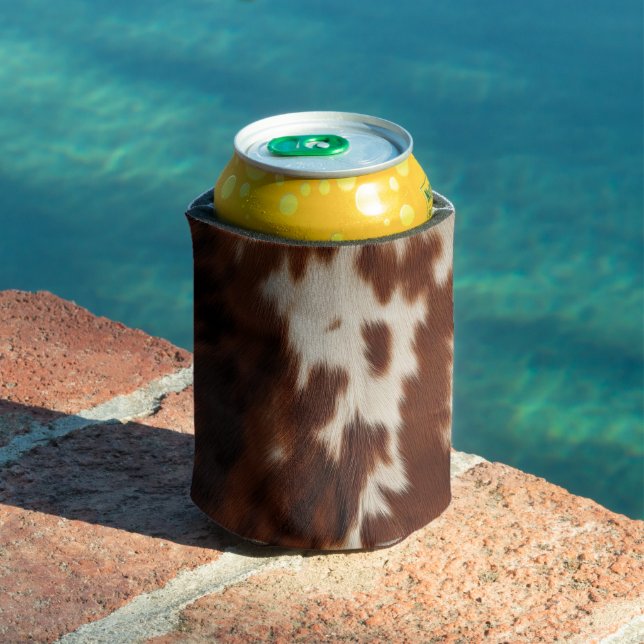Brown Black White Cowhide Can Cooler (In Situ Pool)