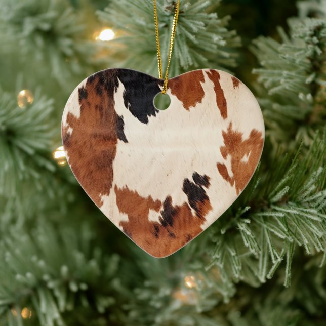 Brown Black White Cowhide Ceramic Ornament (Tree)