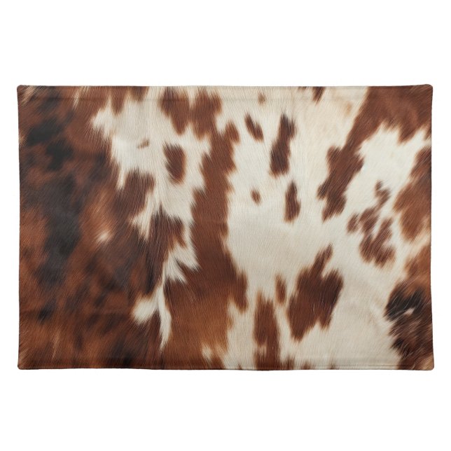 Brown Black White Cowhide Cloth Placemat (Front)