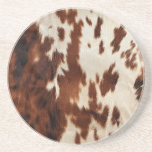Brown Black White Cowhide Coaster
