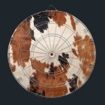 Brown Black White Cowhide Dart Board<br><div class="desc">Brown Black White Cowhide farm western animal</div>