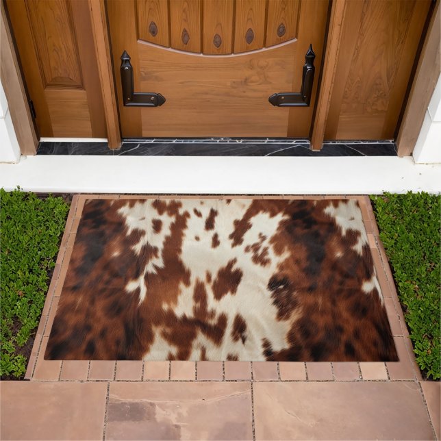 Brown Black White Cowhide Doormat (Outdoor)