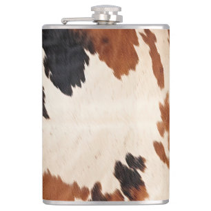 Brown Black White Cowhide Flask