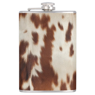 Brown Black White Cowhide Flask