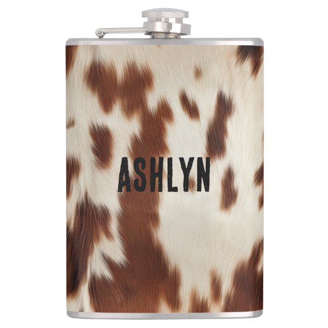 Brown Black White Cowhide Flask (Front)