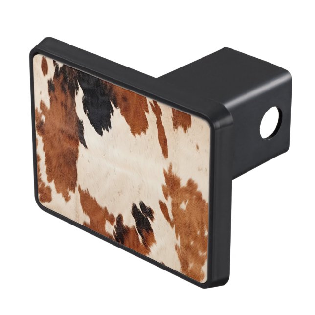 Brown Black White Cowhide Hitch Cover (Top Right)