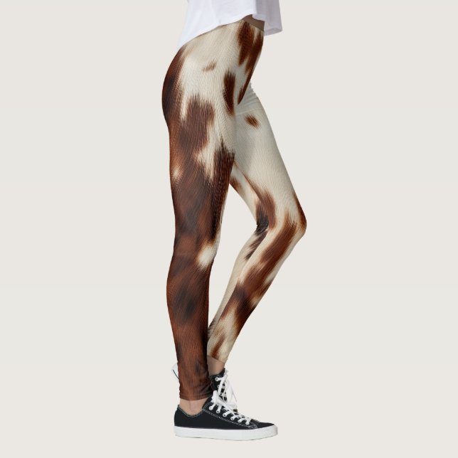 Brown Black White Cowhide Leggings (Right)