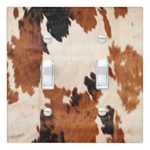 Brown Black White Cowhide Light Switch Cover