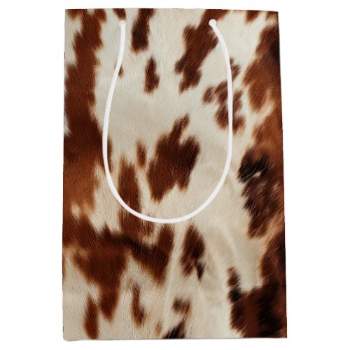 Brown Black White Cowhide Medium Gift Bag