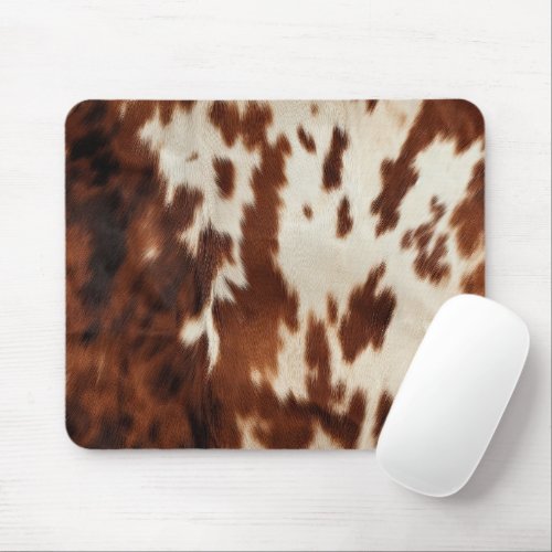 Brown Black White Cowhide Mouse Pad