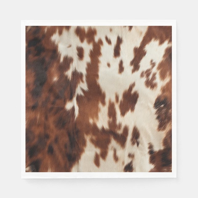 Brown Black White Cowhide Napkins (Front)