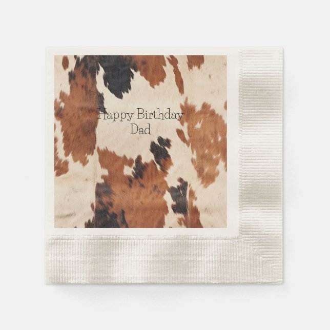 Brown Black White Cowhide Napkins (Front)