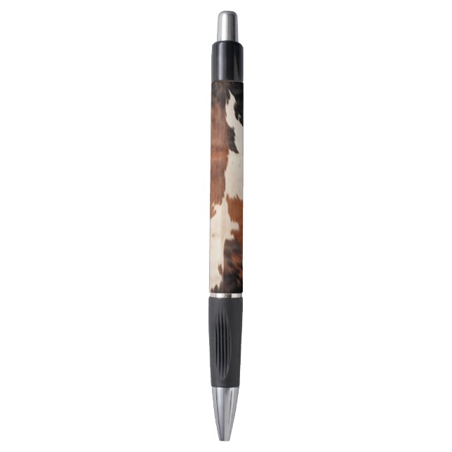 Brown Black White Cowhide Pen (Front Vertical)