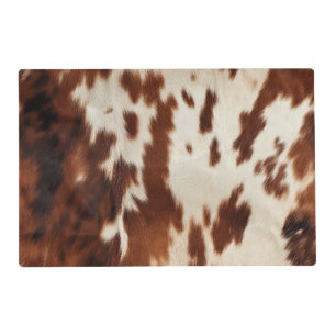 Brown Black White Cowhide Placemat