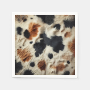 Brown Black White Cowhide Print Country Western Napkins