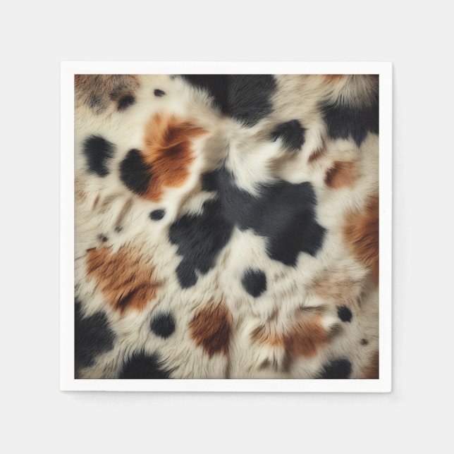 Brown Black White Cowhide Print Country Western Napkins (Front)