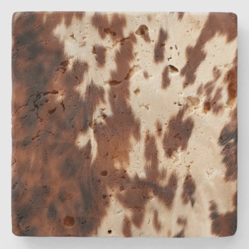 Brown Black White Cowhide Stone Coaster