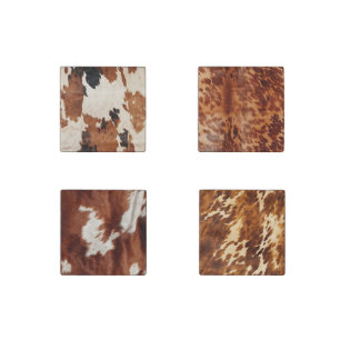 Brown Black White Cowhide Stone Magnet