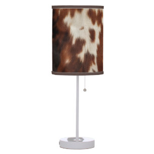 Brown Black White Cowhide Table Lamp
