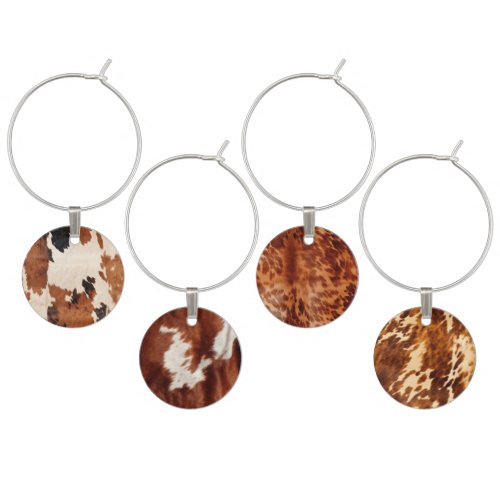 Brown Black White Cowhide Wine Charm