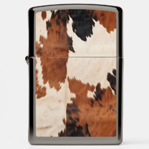 Brown Black White Cowhide Zippo Lighter