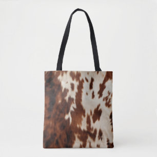 Brown Black White Cream Cowhide Tote Bag