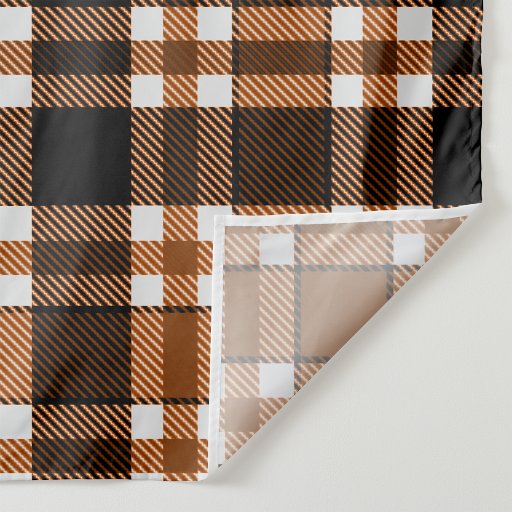 Brown Black White Flannel Tartan Pattern Design  Fabric