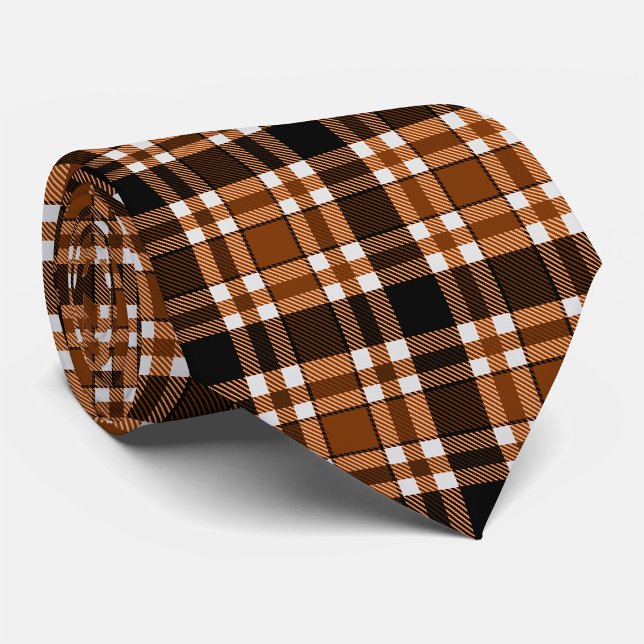 Brown Black White Flannel Tartan Pattern Design  Neck Tie (Creator Uploaded)
