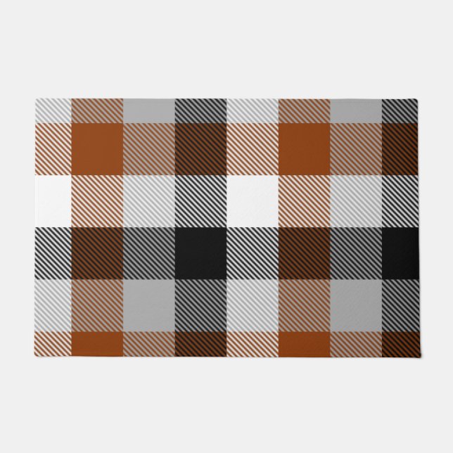 Brown Black White Twill Gingham Design  Doormat (Front)