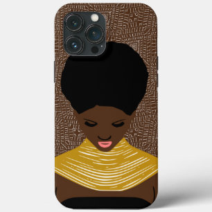 brown Black Woman Looking Down Tribal Necklace iPhone 13 Pro Max Case