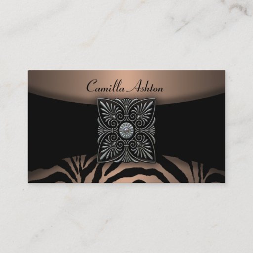 Customizable Brown &amp; Black Zebra Business Cards